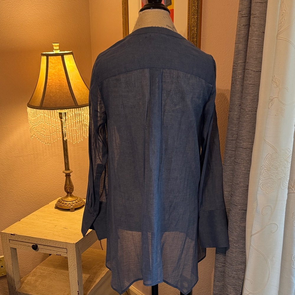 BCBG Blue Ruffled Blouse - Picture 3 of 5